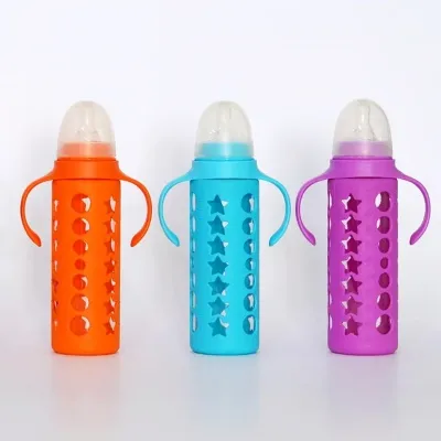 Biberones de vidrio con funda de silicona (250ml)