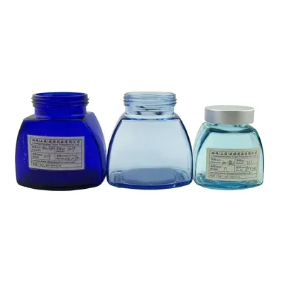 Frascos de café de vidrio azul (50g / 100g / 200g)