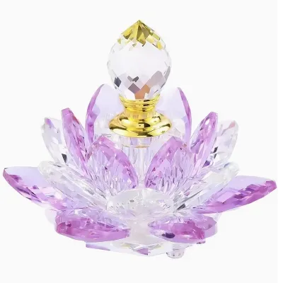 Botellas de vidrio en forma de flor de loto para perfumes y aceites esenciales