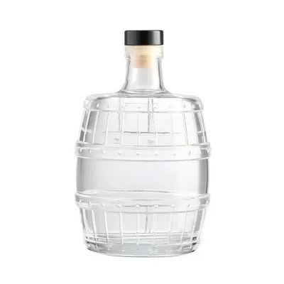 Botellas de vidrio para bebidas espirituosas con forma de barril (500ml)