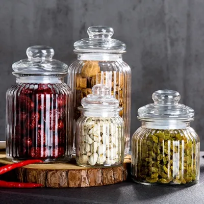 Frascos de vidrio para almacenamiento y frascos de boca ancha