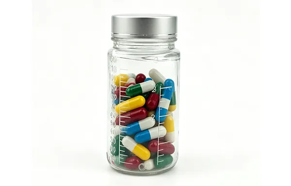 Botellas de vidrio para suplementos de salud (Frascos de boca ancha)